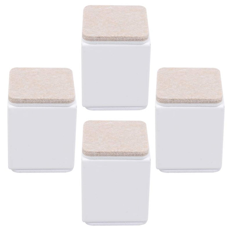 RDEXP 4X Carbon Steel Felt Furniture Legs Table Risers Square Supports White 40x52mm - Image 1